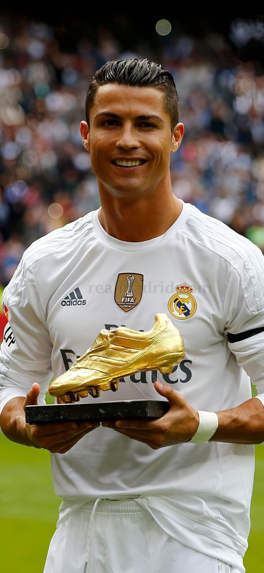 cristiano ronaldo, football player, cup, smile, football, stadium