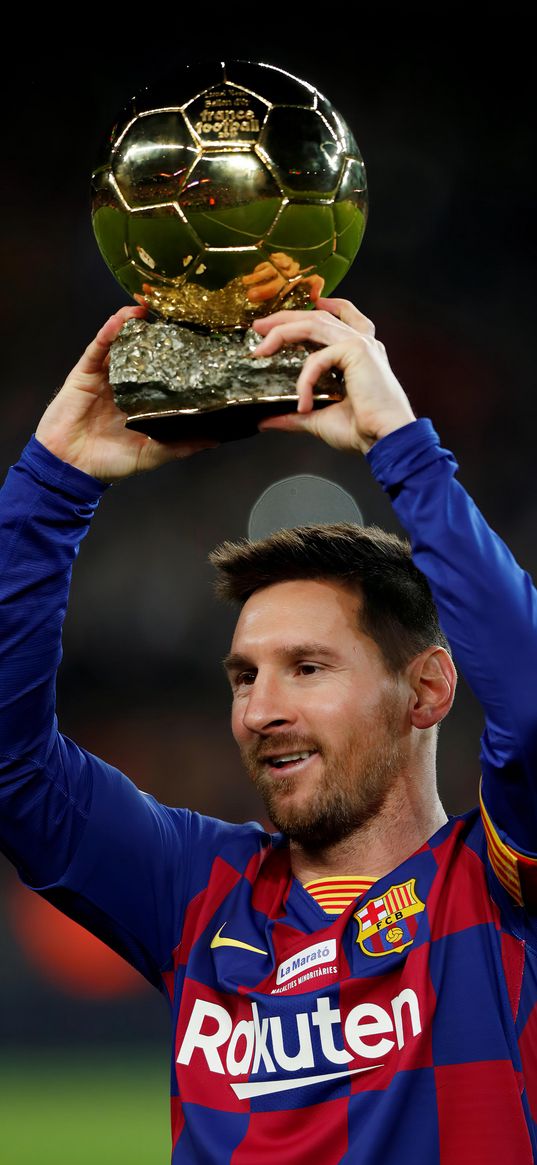 lionel messi, football player, cup, golden ball, joy, football