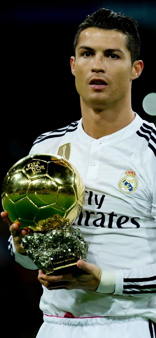 cristiano ronaldo, footballer, football, award, ball, gold