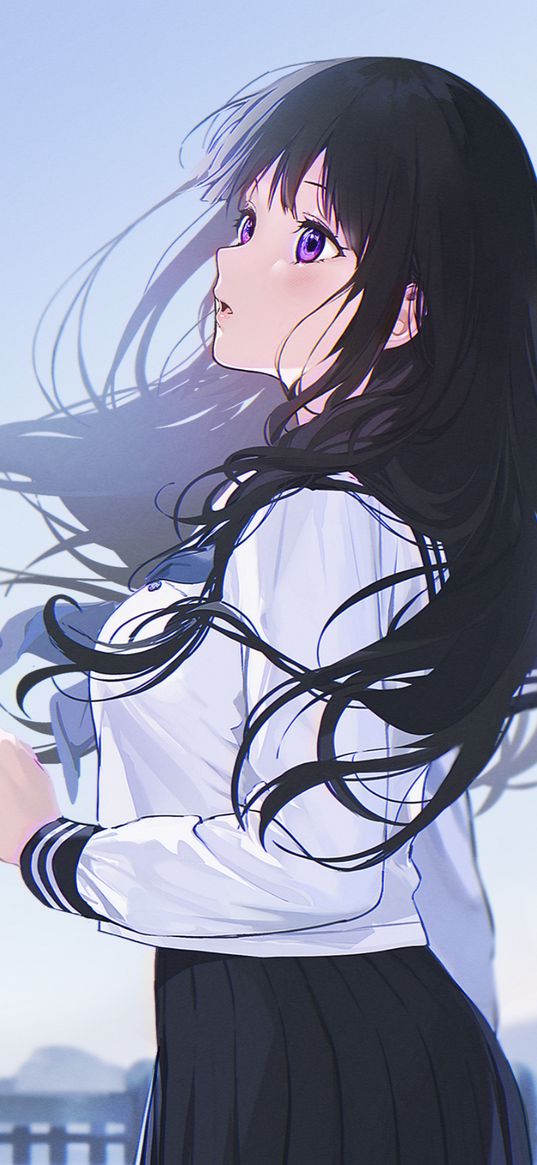 chitanda eru, hyouka, anime, girl, art