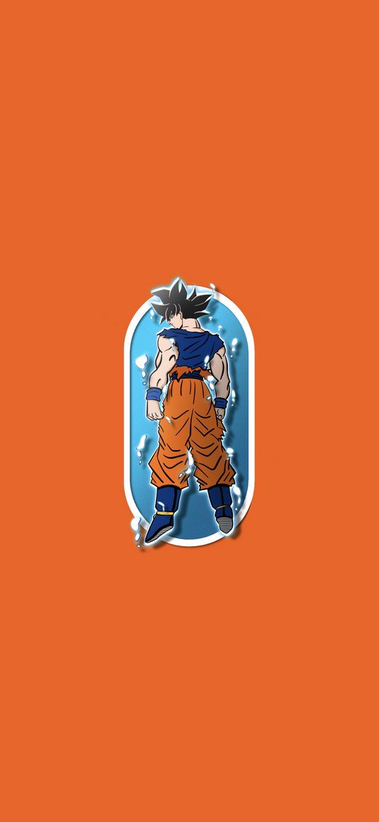 goku, dragon ball, anime, character, orange background, art