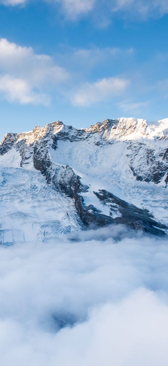 mountains, snow, slope, sunshine, nature