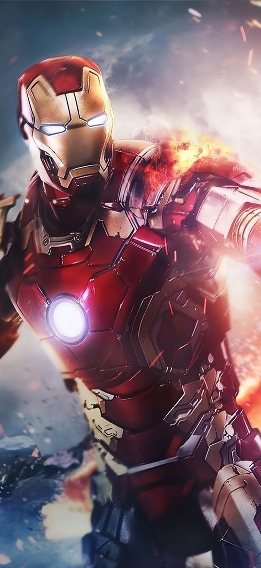 iron man, tony stark, superhero, marvel, explosion, fire, art