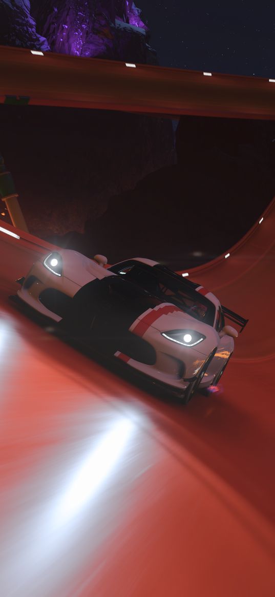 forza horizon, game, dodge viper acr, dodge, sports car, track, loop, race