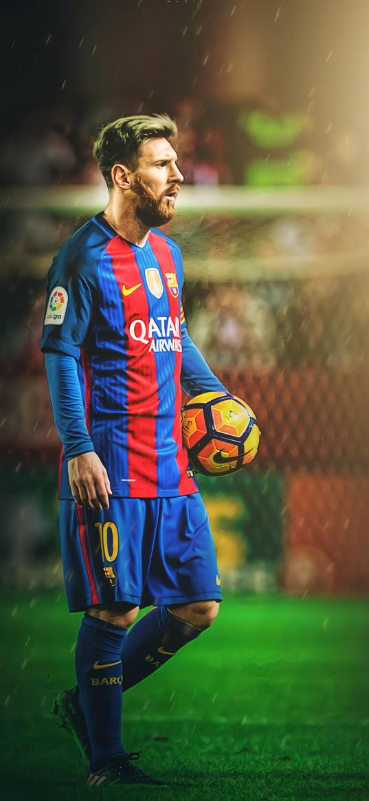 lionel messi, football player, barcelona, football, field, ball