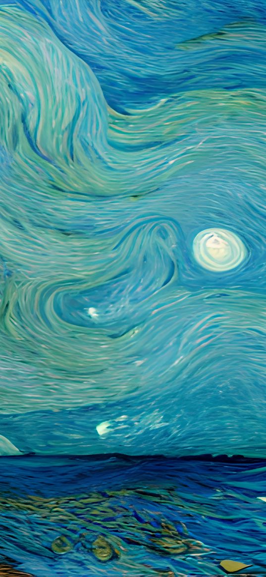 sea, vincent van gogh, art, blue