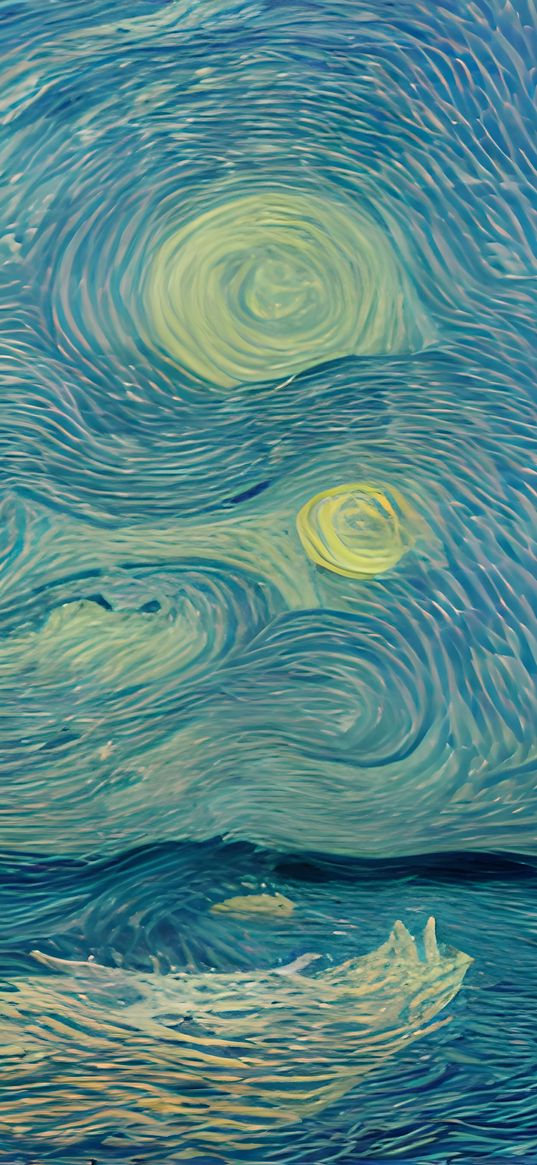 sea, vincent van gogh, art, waves