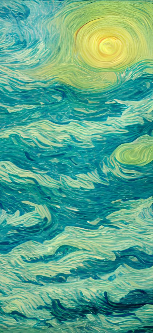 sea, vincent van gogh, art, sun