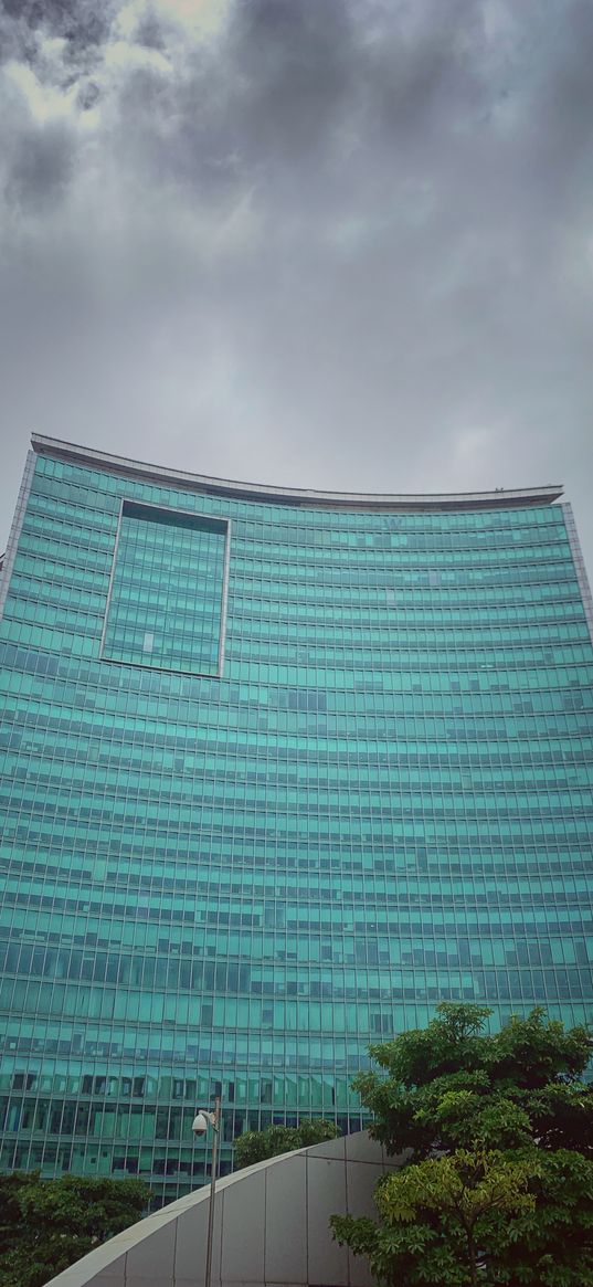 world trade center, bombay, skyscraper, green, clouds, cloudy, trees, street, city