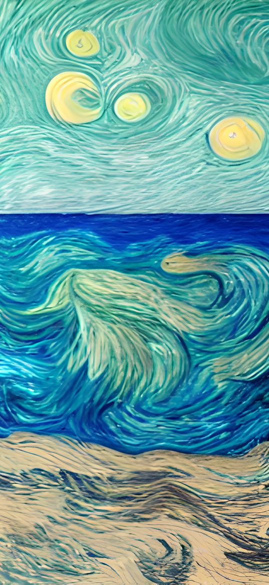 sea, vincent van gogh, art, colorful, painting