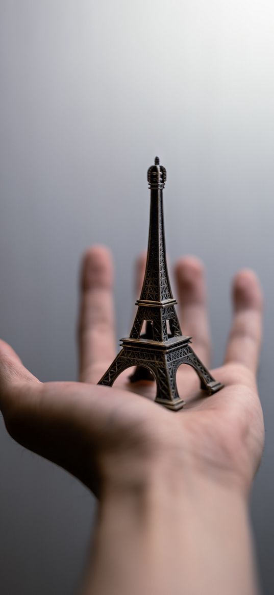 hand, eiffel tower, statuette, minimalism