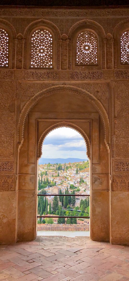 alhambra, palace, architecture, window, view, granada, spain