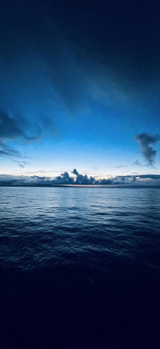 sea, sky, clouds, blue, dawn