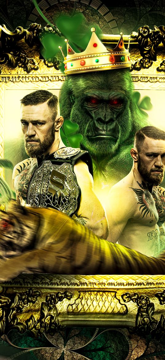 conor mcgregor, fighter, frame, gorilla, crown, tiger, ireland, ufc