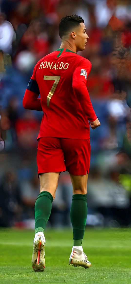 cristiano ronaldo, football player, portugal, football, back, field