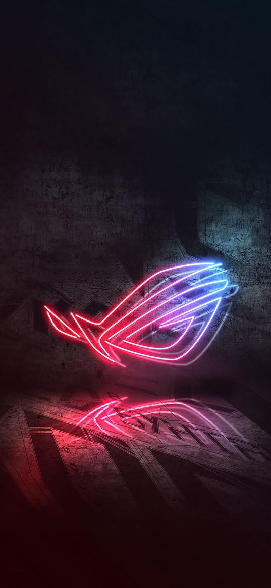 asus rog, asus, logo, neon, purple, dark background