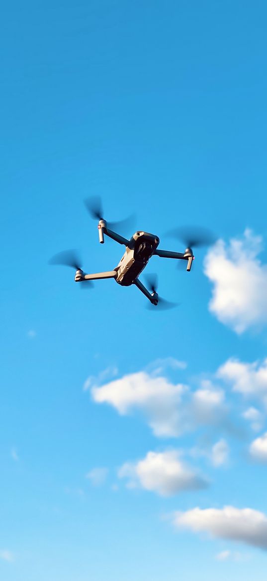 drone, flight, blue sky, clouds, technique