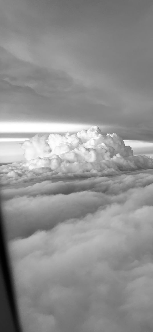 porthole, flight, clouds, thick, cloudy