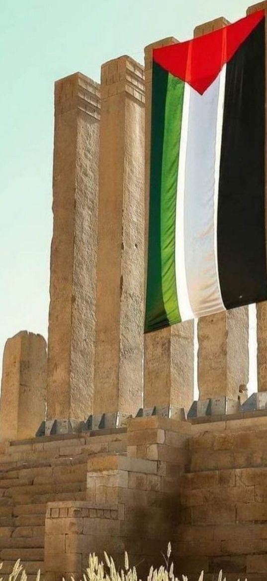 columns, temple, flag, yemen, palestine