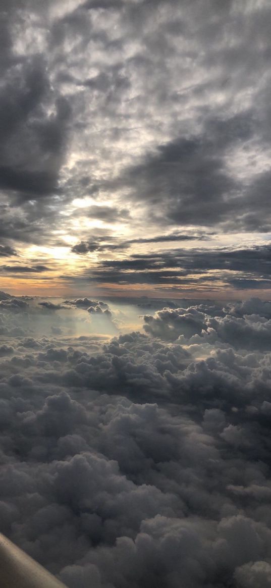 sky, clouds, dawn, sun rays