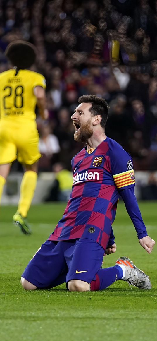 lionel messi, football player, barcelona, football, pitch, scream