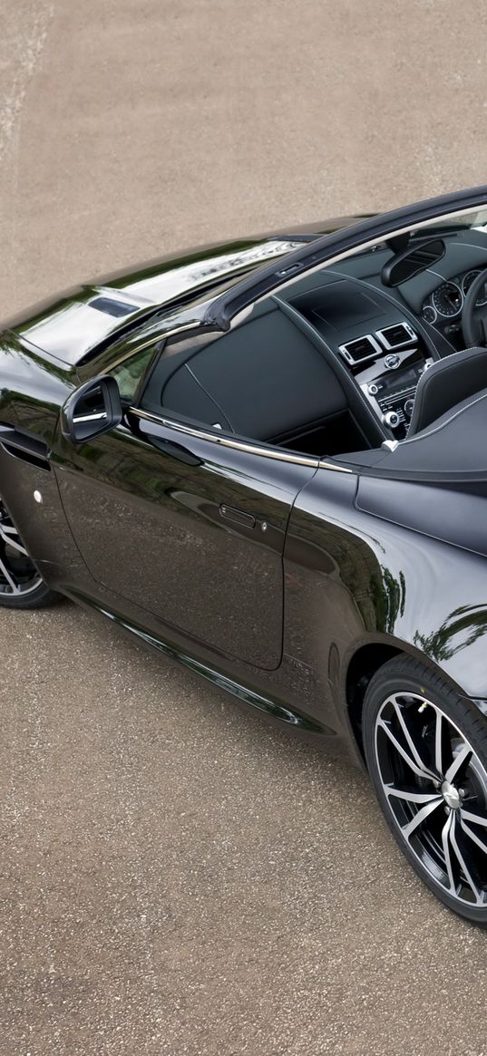 aston martin, v8, 2010, black, top view, cars, style, cabriolet