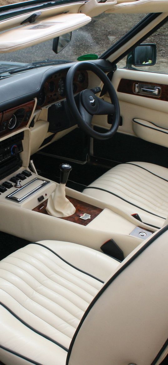 aston martin, v8, vantage, 1987, beige, salon interior, steering wheel