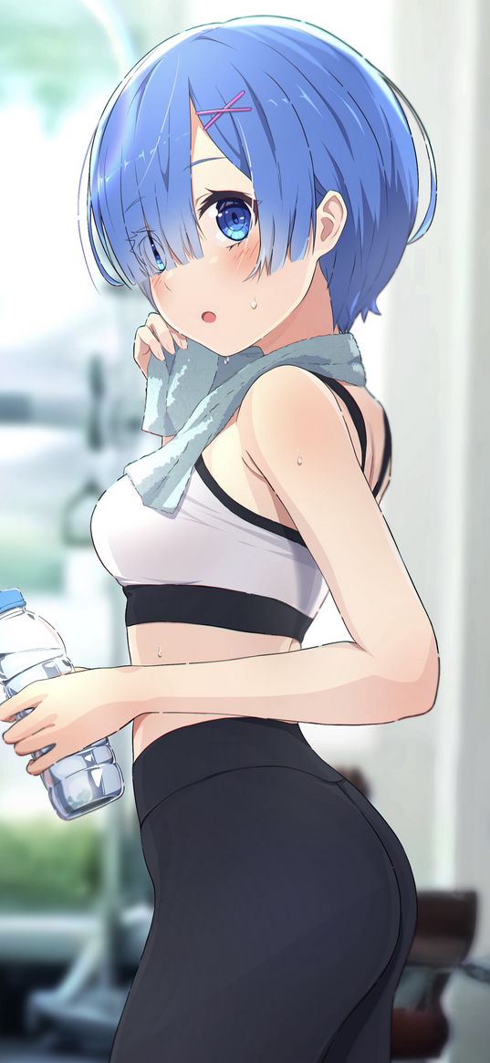 rem, re zero, anime, girl, sport