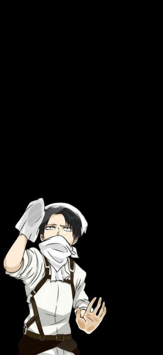 levi, attack on titan, anime, character, cleaning, black background, art