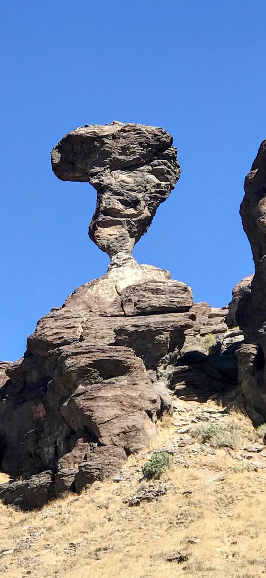 stone, rock, balance, blue sky, nature