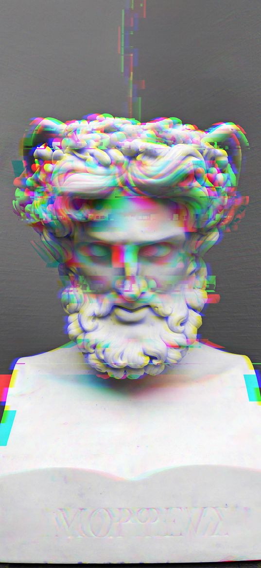 morpheus, statue, bust, god, greece, sculpture, interference, art