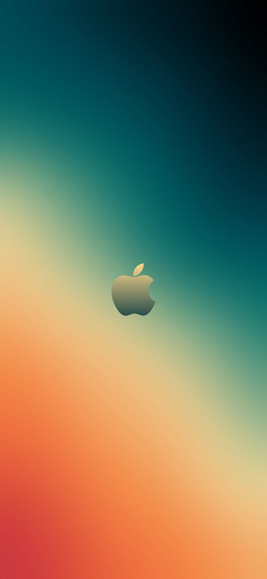 apple, logo, gradient, turquoise, orange, art