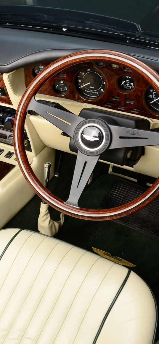 aston martin, v8, vantage, 1984, salon, interior, steering wheel, speedometer