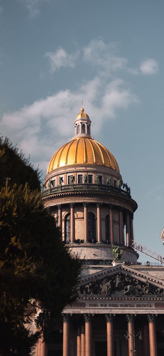 st. isaac's cathedral, temple, building, architecture, tree, sky, st. petersburg