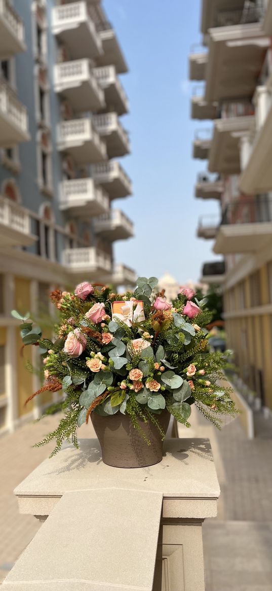 flowers, bouquet, hotel, house, street