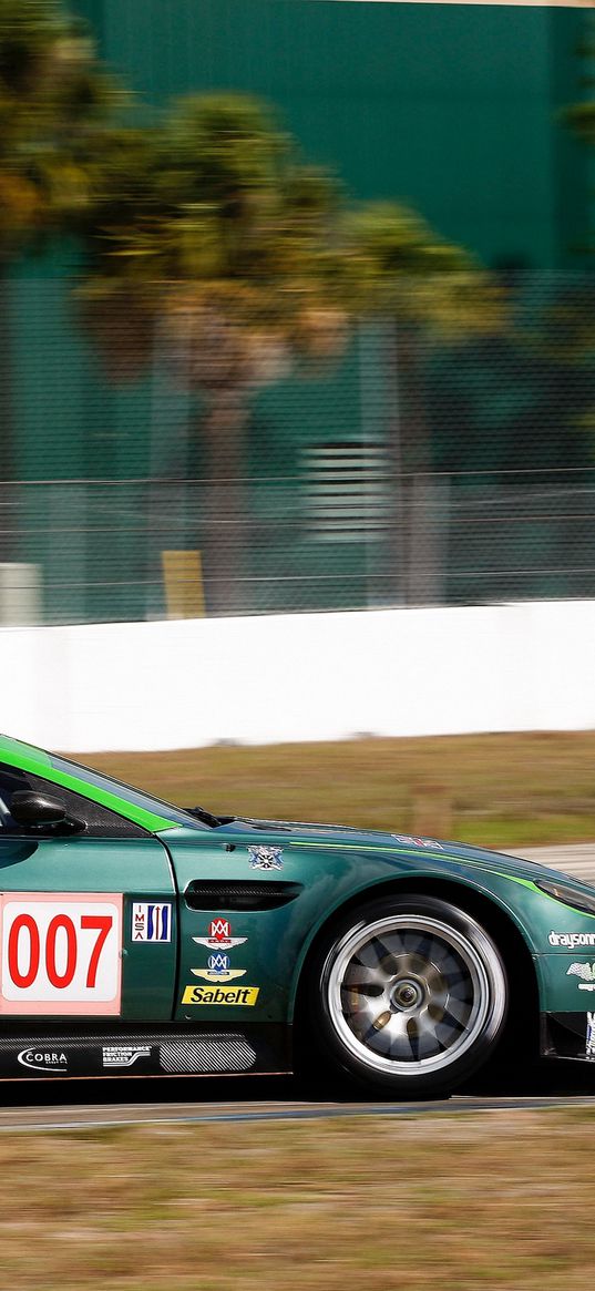 aston martin, v8, vantage, 2009, green, side view, sports, speed