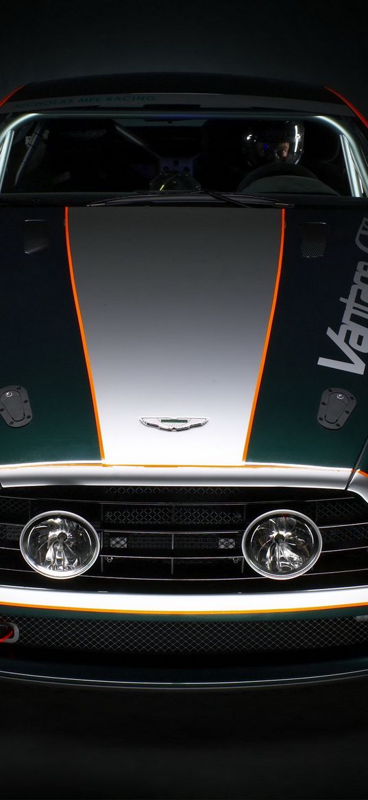 aston martin, v8, vantage, 2009, green, front view, cars, sports