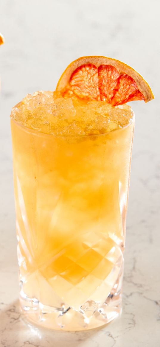 cocktail, orange, slice, ice, drink