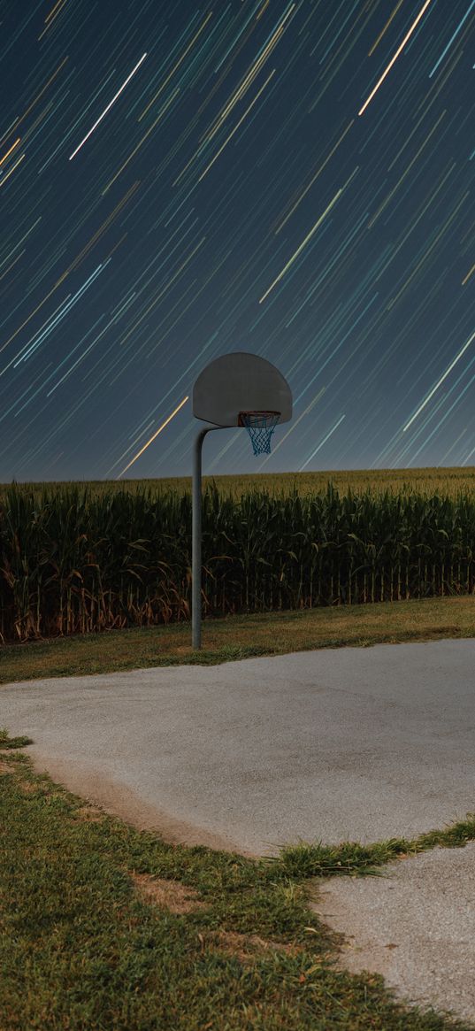 basketball stand, net, basketball, sport, field, meteor shower