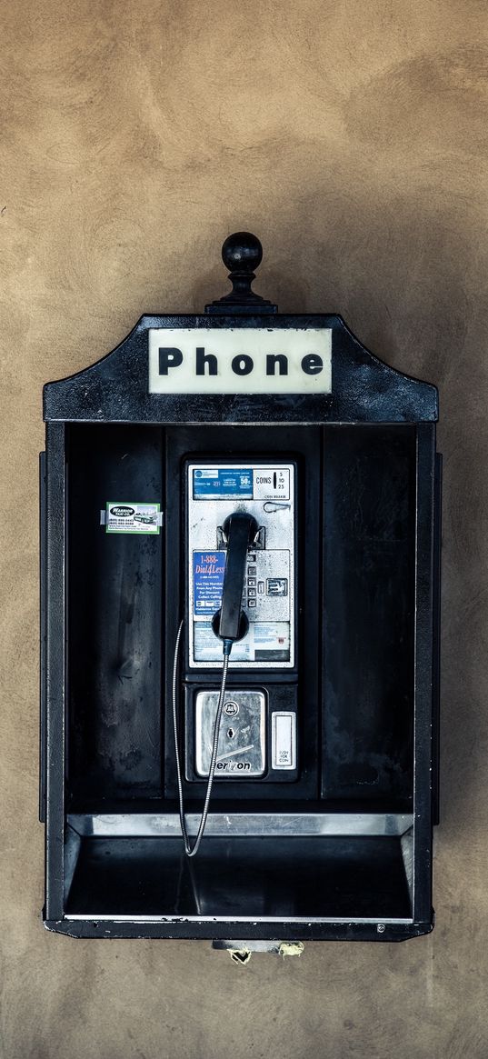 phone, payphone, wall, retro
