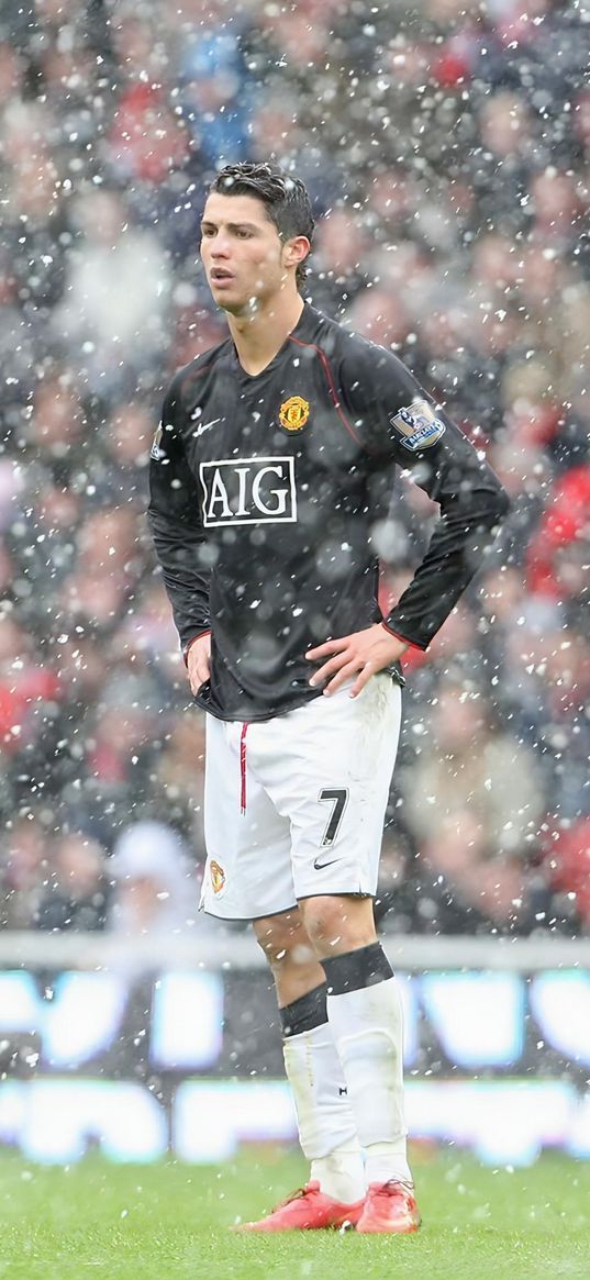 cristiano ronaldo, football player, manchester united, football, snow