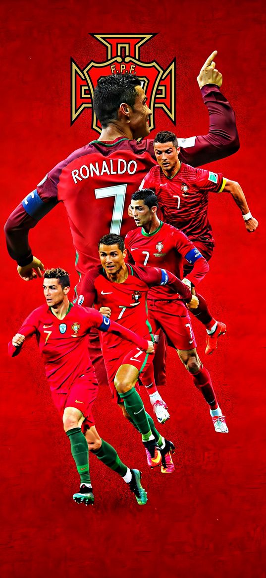 cristiano ronaldo, soccer player, ball, portugal, soccer, sports, red background