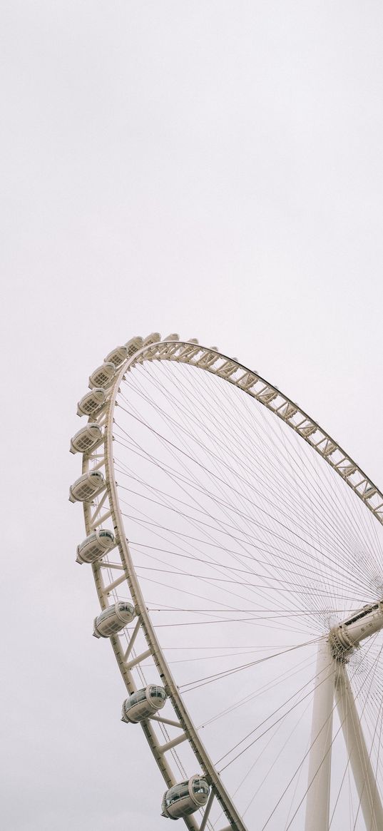 ferris wheel, white, sky, gray, minimalism