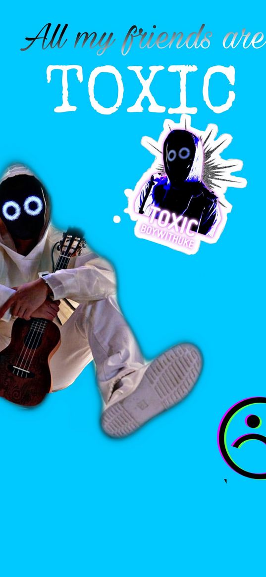 boywithuke, toxic, guy, hoodie, singer, guitar, song, tik tok, blue background