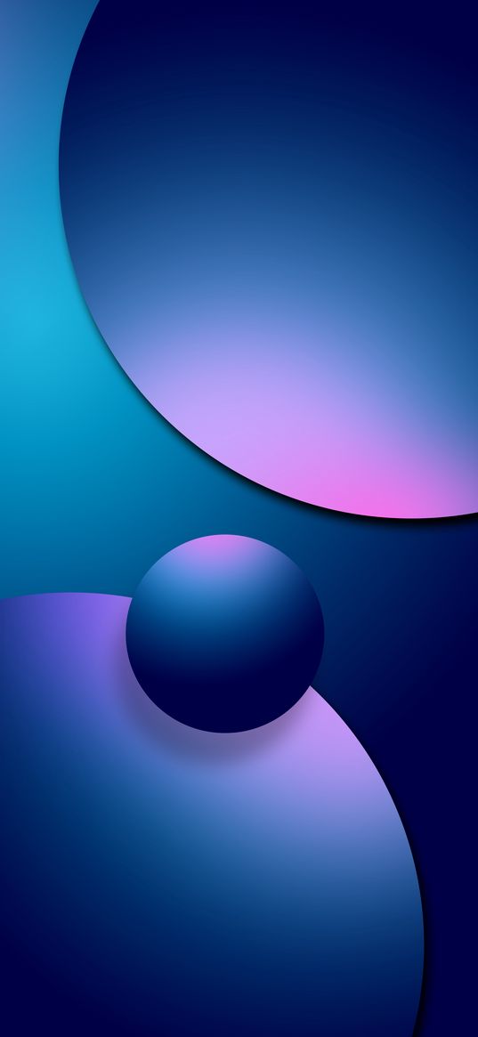 circles, shapes, purple, blue, gradient, abstraction