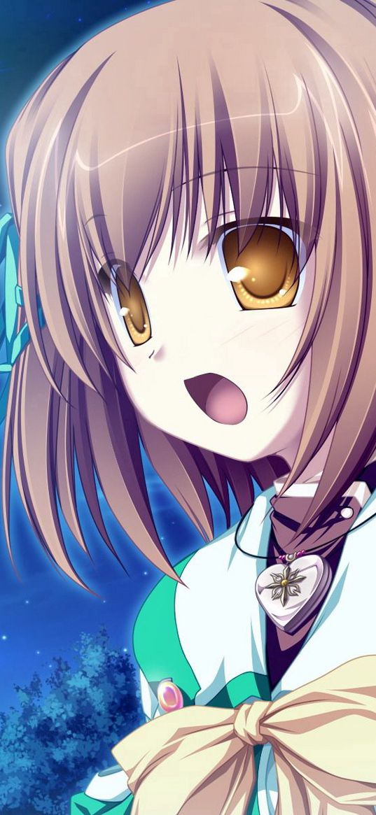 tenmaso, magus tale, koyuki amagase, girl, brunette, moon, surprise, open mouth