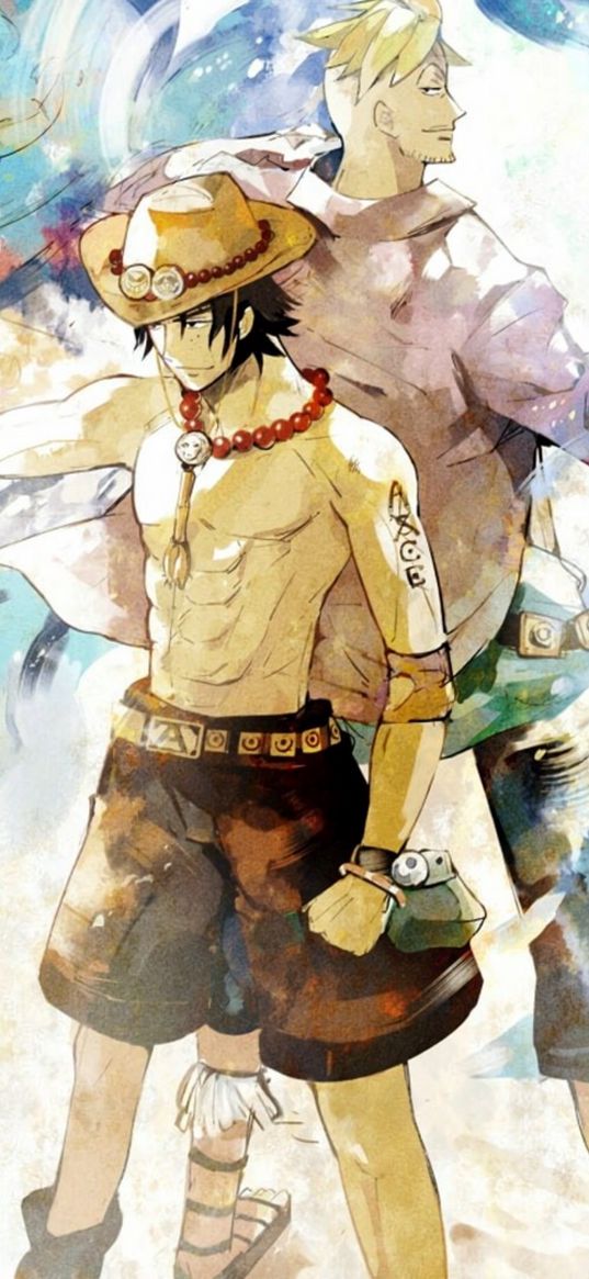 marco, ace, one piece, anime, characters, paints, art