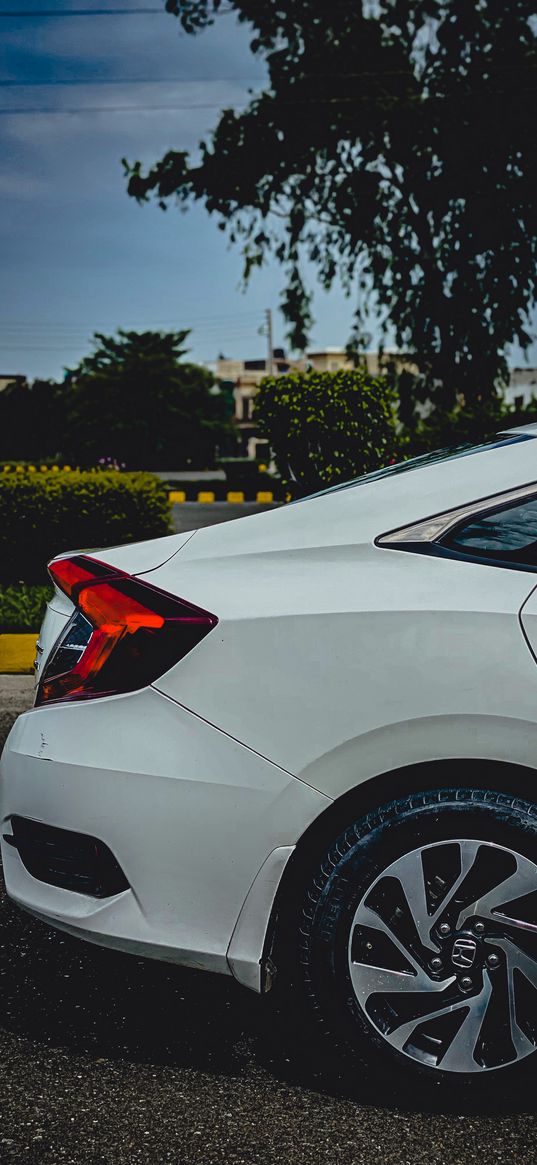 honda civic, honda, car, white, road, street, city