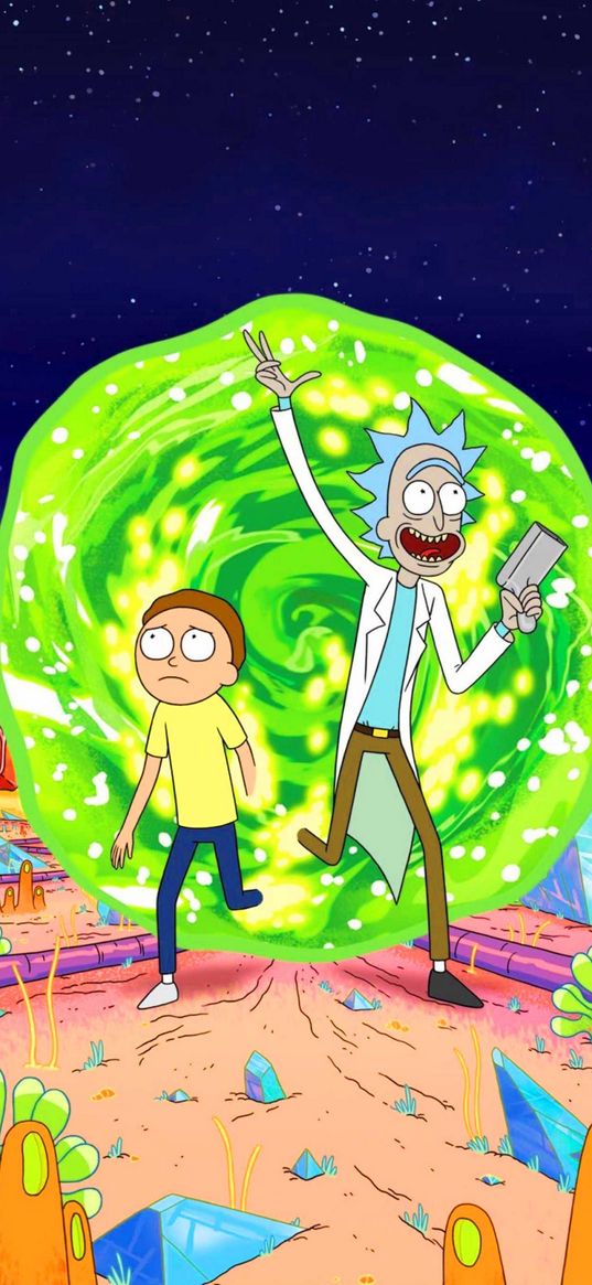 rick and morty, tv series, guy, scientist, portal, planet, art