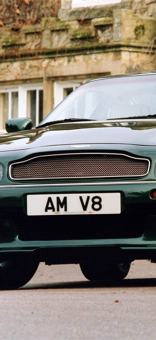 aston martin, v8, coupe, 1996, green, front view, auto, home